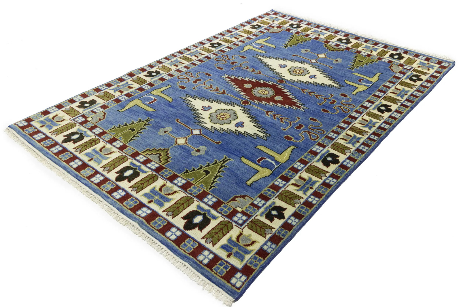 Farmhouse Kazak Oriental Rug Geometric Design 6X9 ft Living Room Decor Carpet