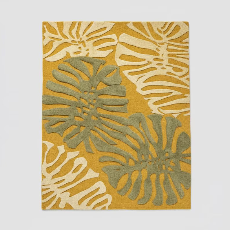 Hand-Tufted Monstera Leaf Rug – NZ Wool, 3D Sculpted Botanical Rug