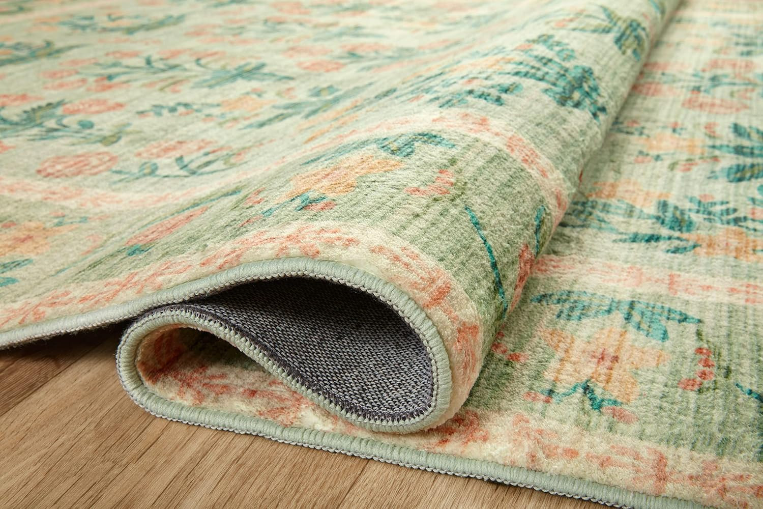 Loloi Eden Collection Mughal Rose Moss 5′ x 7’6″ Area Rug with Cloudpile™