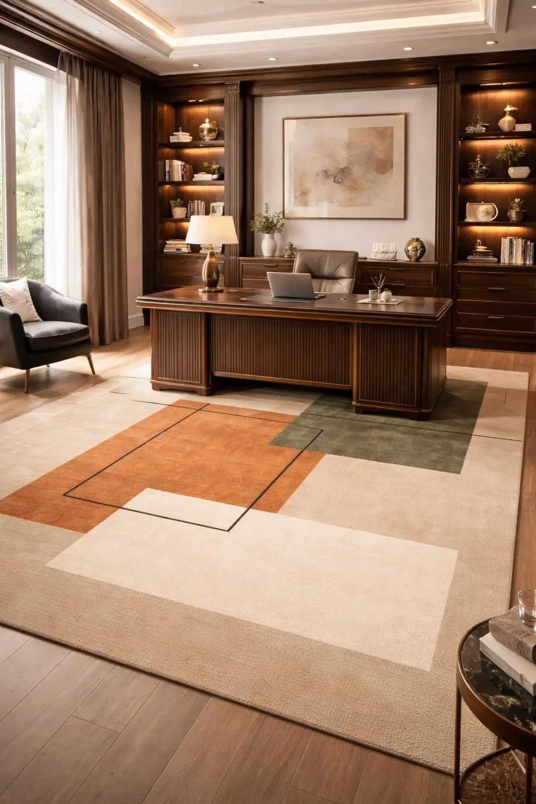 Hand Tufted Wool Area Rug | Modern Abstract Geometric Design Handmade Carpet