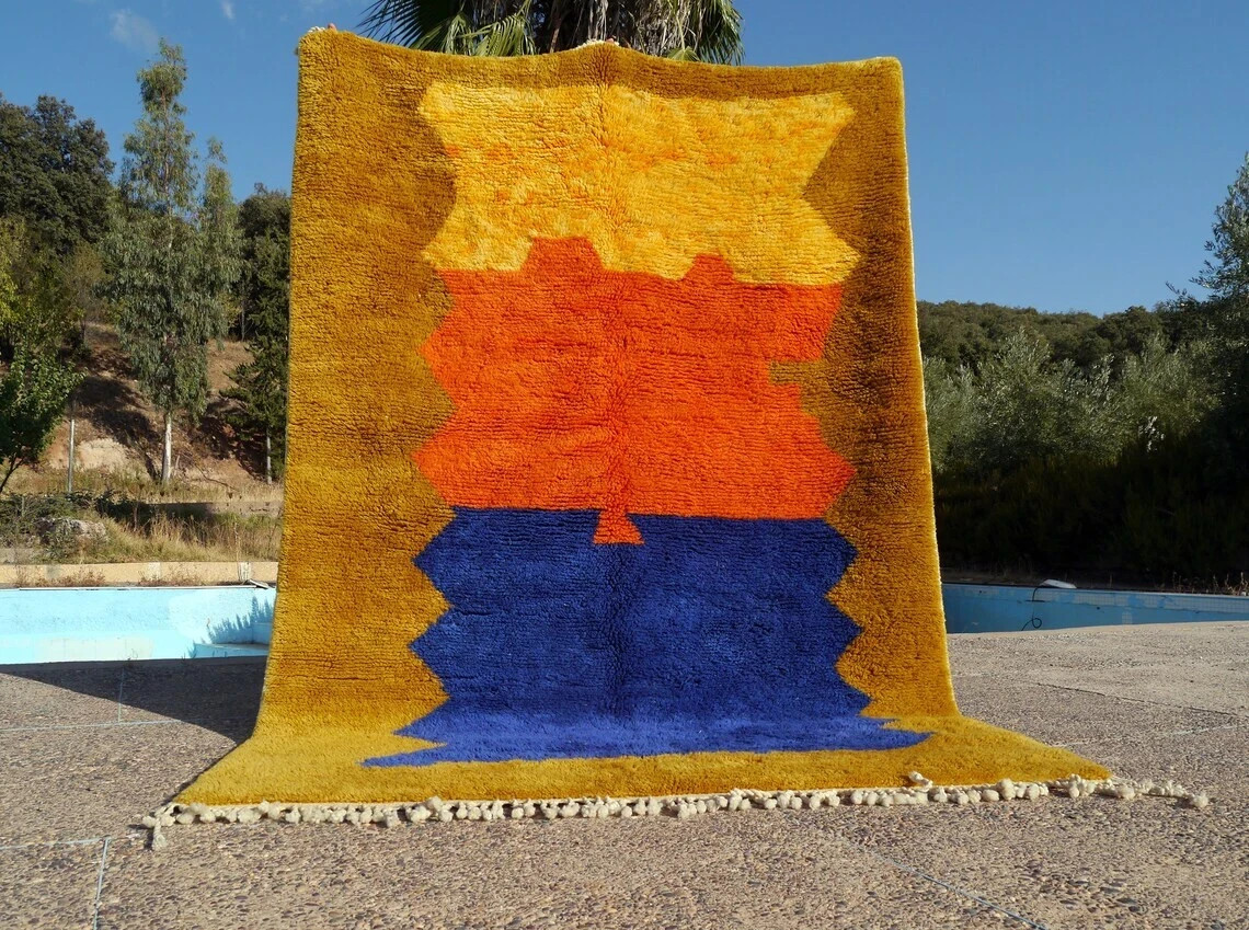 Handmade Moroccan Berber Wool Rug Color Multicolor Luxury Design Carpet Rug