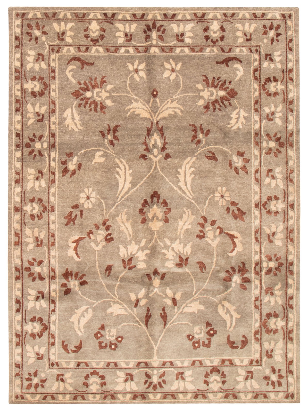 Traditional Grey Hand-knotted Area Rug 8’0″ x 10’11” Oriental Wool Carpet