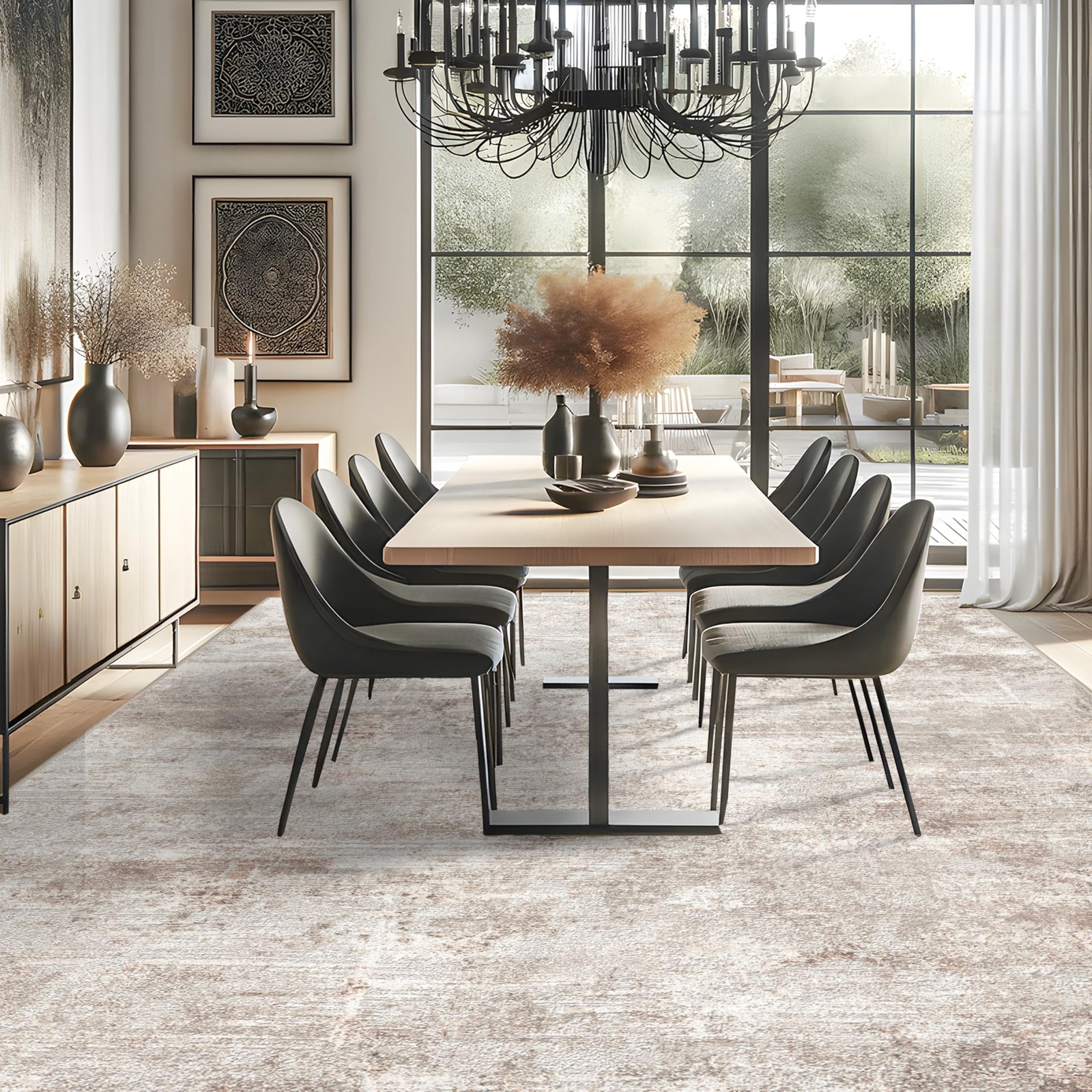 RUUGME 10X14 Abstract Area Rug:Large Washable Living Room Rug Indoor Non Slip Ca