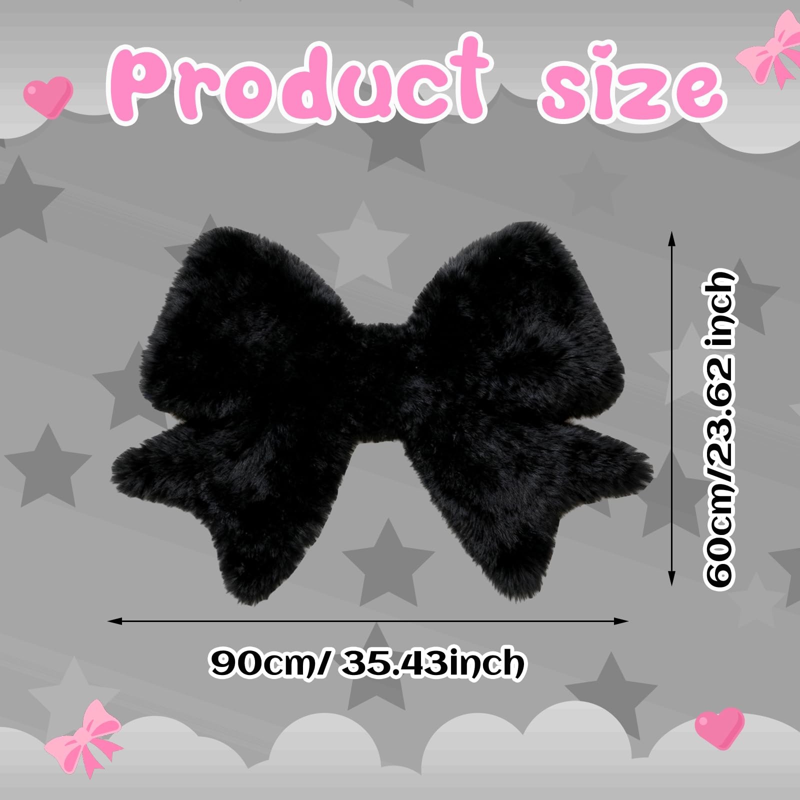 Black Bow Rug 2 x 3 ft Cute Coquette Bow Area Rugs for Girls Bedroom Decor Fa…