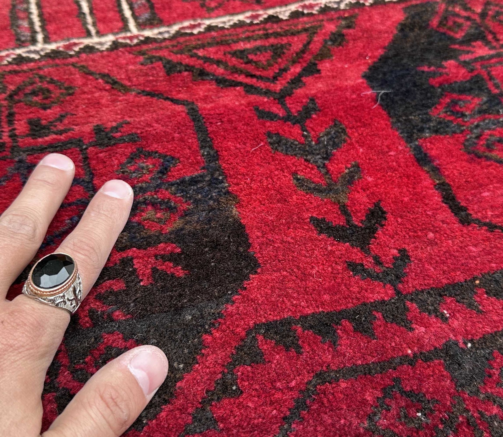 Kizil Ayak Ersari Turkmen Prayer Rug Hand Knotted Wool Vintage Red 3×4 Carpet