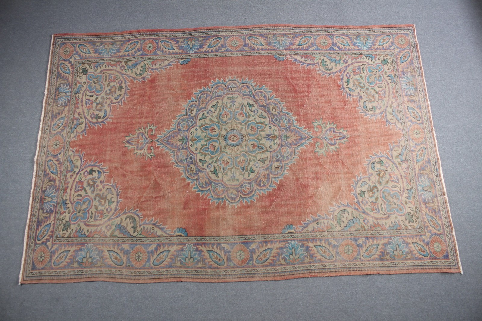 Turkish Rug, Oversize 7,2×11 ft Rug, Red Oriental Rug