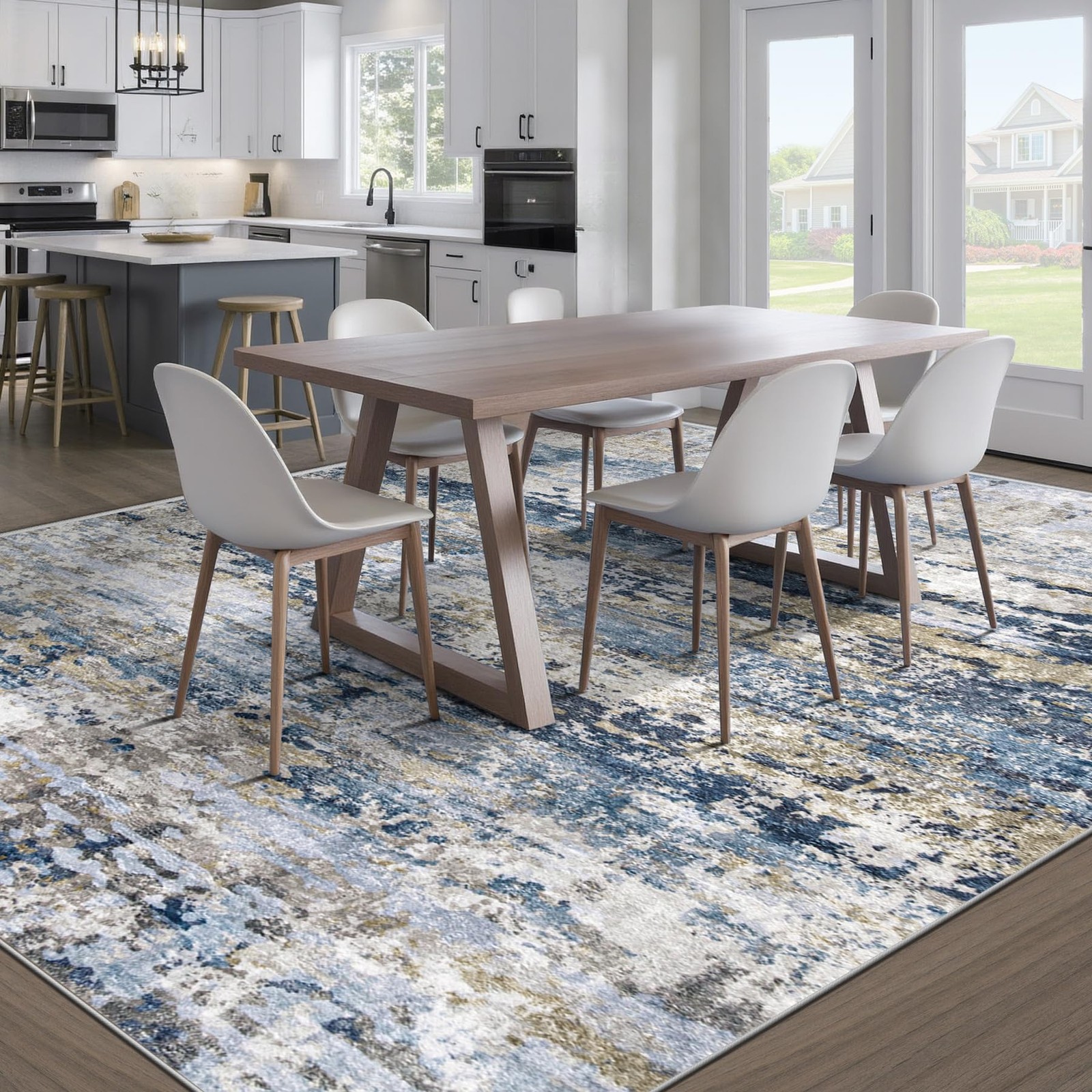 Area Rugs 8×10 for Living Room: Washable Rug Modern Abstract Neutral Soft Non…