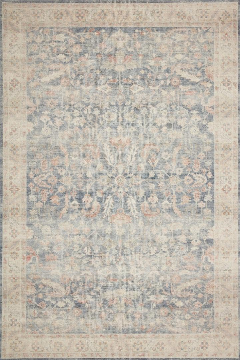 Hathaway Collection HTH-02 Denim/Multi 2′-6″ X 7′-6″, .25″ Thick Runner Rug, Sof