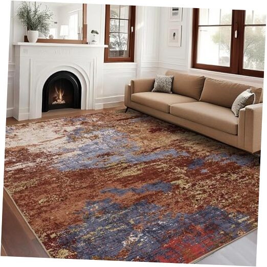 Machine Washable Area Rugs 6×9 Modern Abstract Floor Cover, Colorful