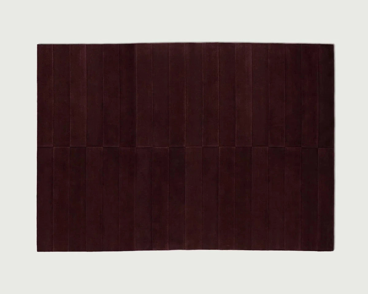 Hand-Tufted Burgundy Wool Area Rug Scandinavian Modern Wine Red Handmade Carpet