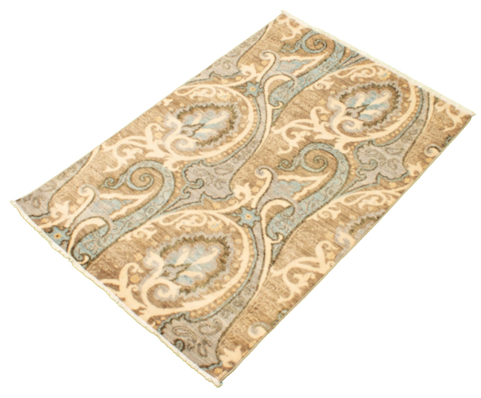 Traditional Tan Hand-knotted Area Rug 4’2″ x 6’2″ Oriental Wool Carpet