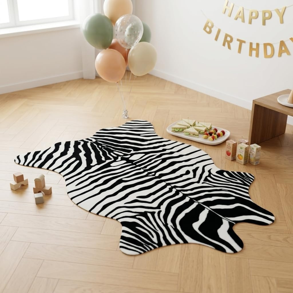 Zebra Print Rug,Black White Modern Minimalist Decor 2’6″×3’7″ | Fits Bedroom,Van
