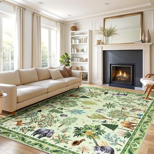 5×7 Rug Clearance Nursery Jungle Animal Print Rug for Kid Boy Playroom Area