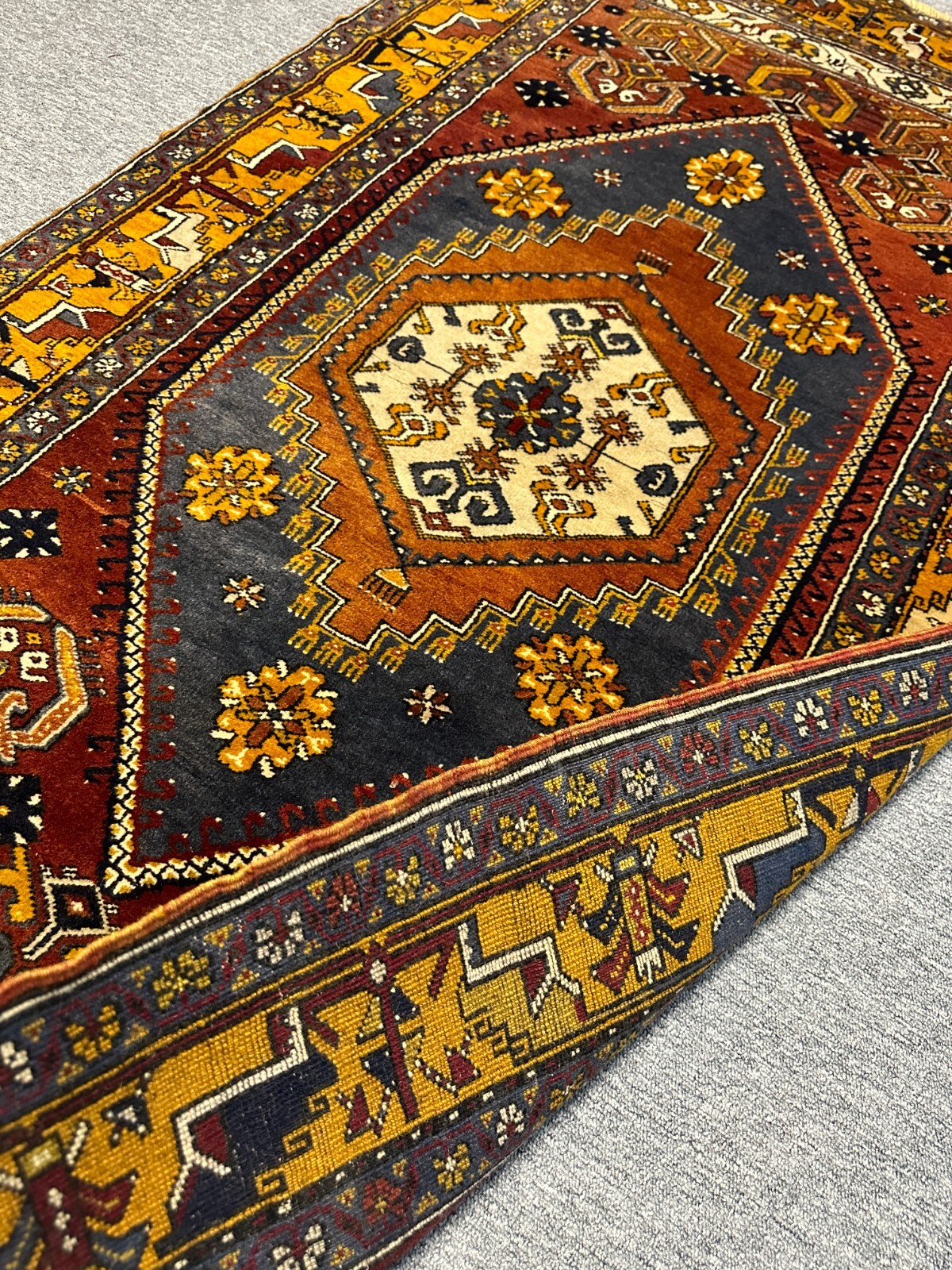Yahyalı Carpet, Oriental Rug, 49×88.6 inches Orange Color Carpet, Wool Carpet
