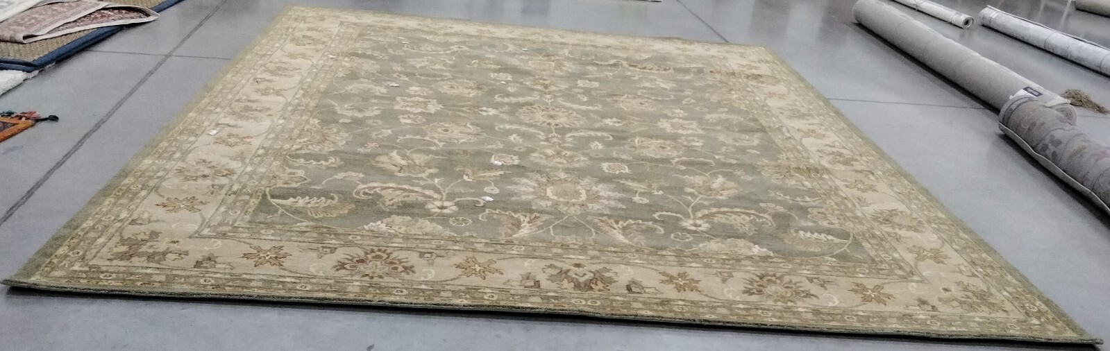 GREEN / GOLD 12′ X 15′ Back Stain Rug, Reduced Price 1172758670 AT313A-1215