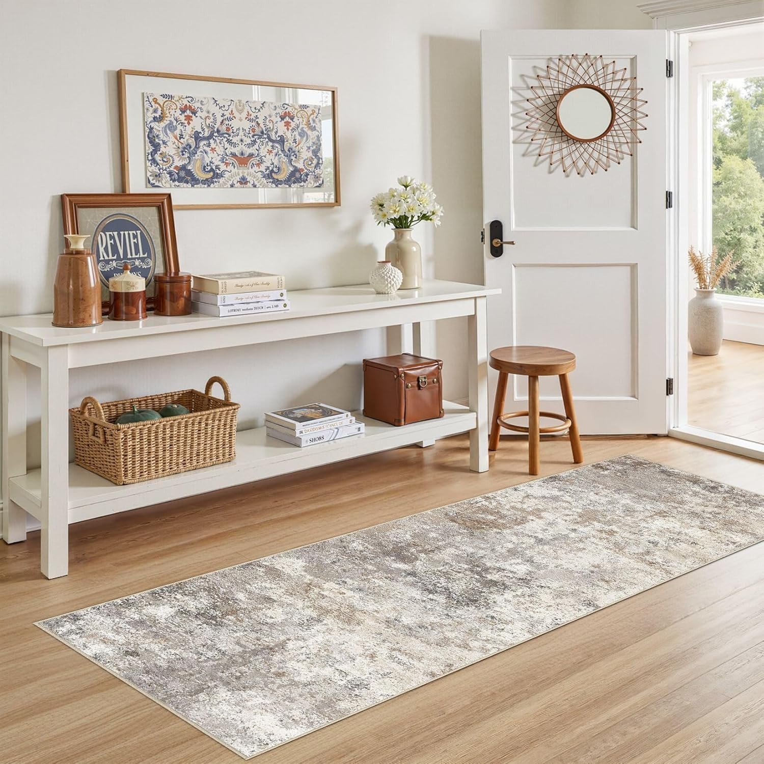 Modern 2′ x 6′ Low Pile Runner Rug – Water-Resistant for Hallways & Kitchens