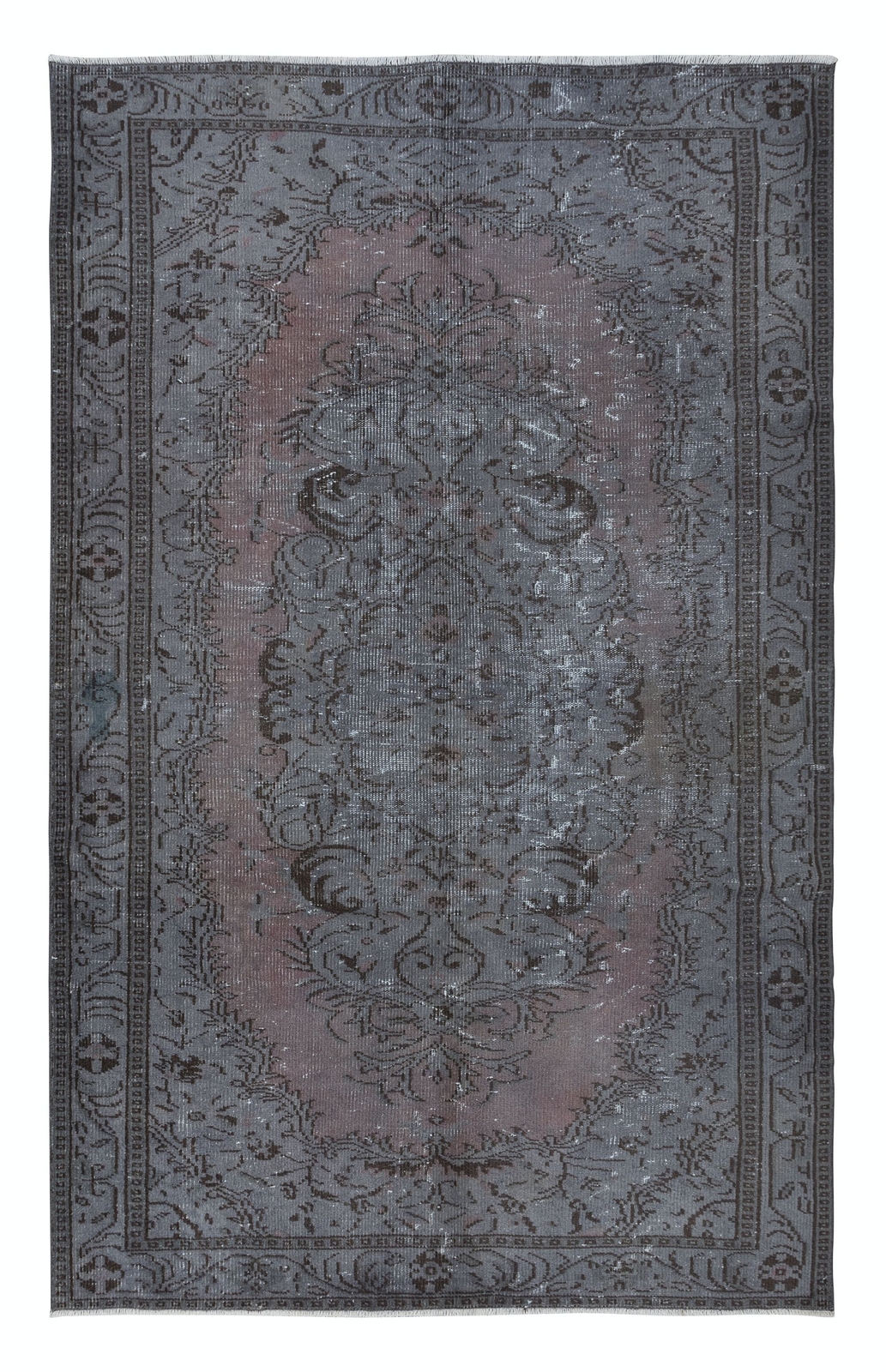 6×9.5 Ft Modern Area Rug, Gray & Soft Red Carpet, Handmade Living Room Carpet