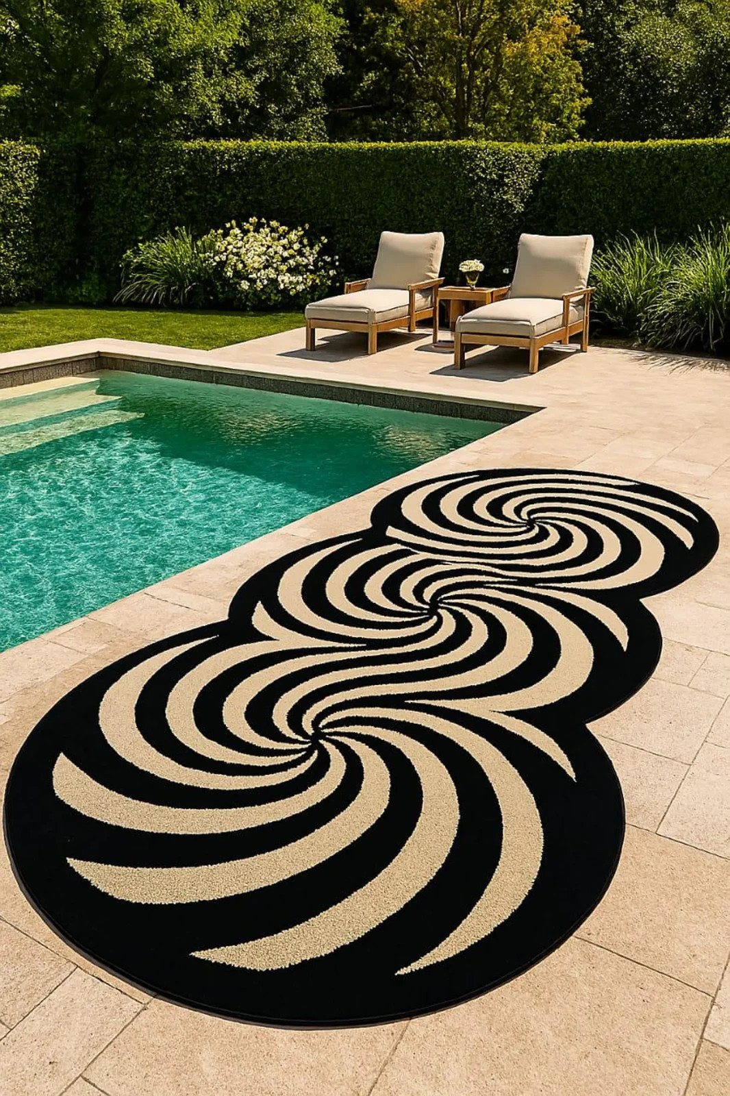 Hand-Tufted 100% Wool Rug | Black & White Optical Illusion, Modern Decor Carpet