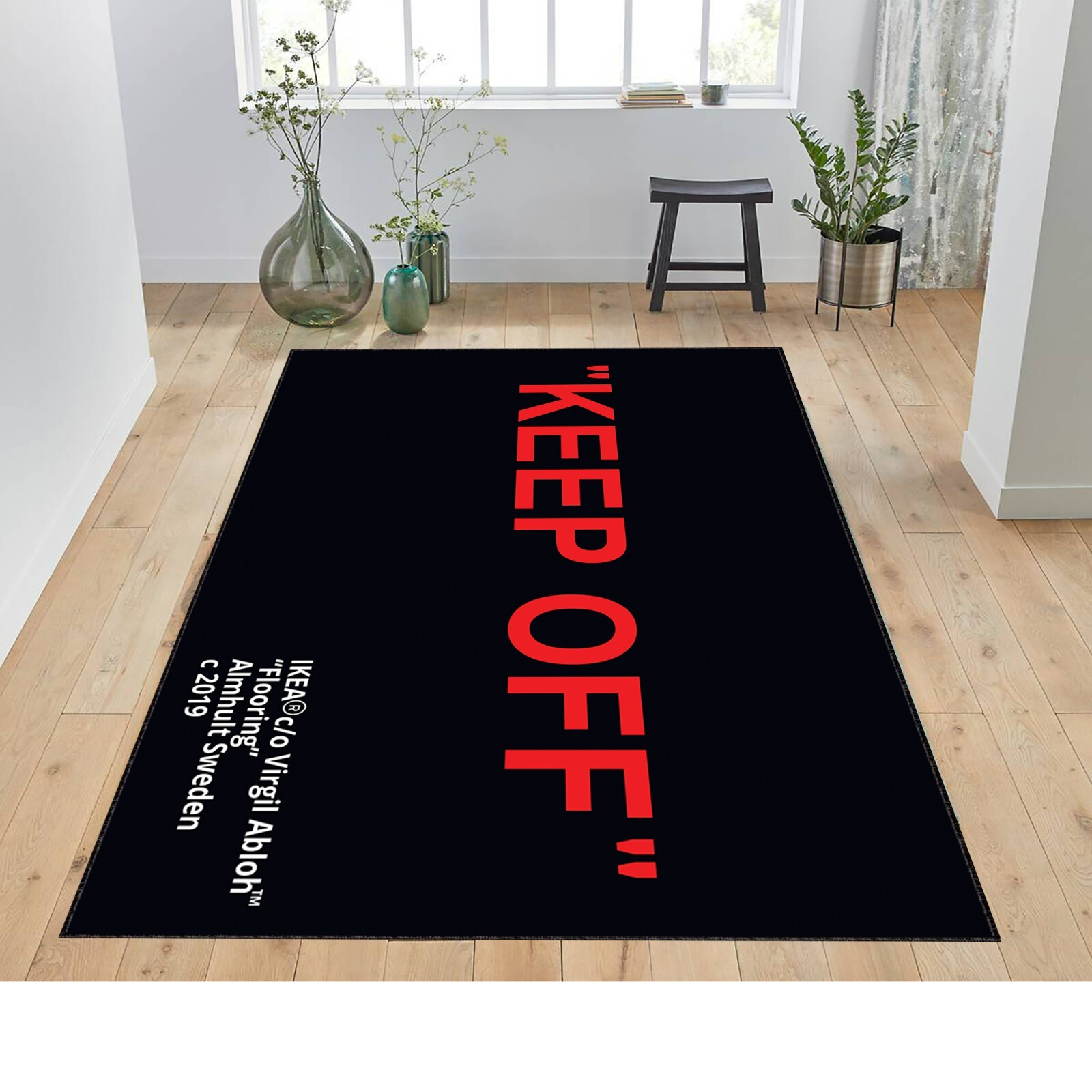 Black and Red Keep Off, Keep off Rug, Solid Decor Carpet, Area Rug, Personalized