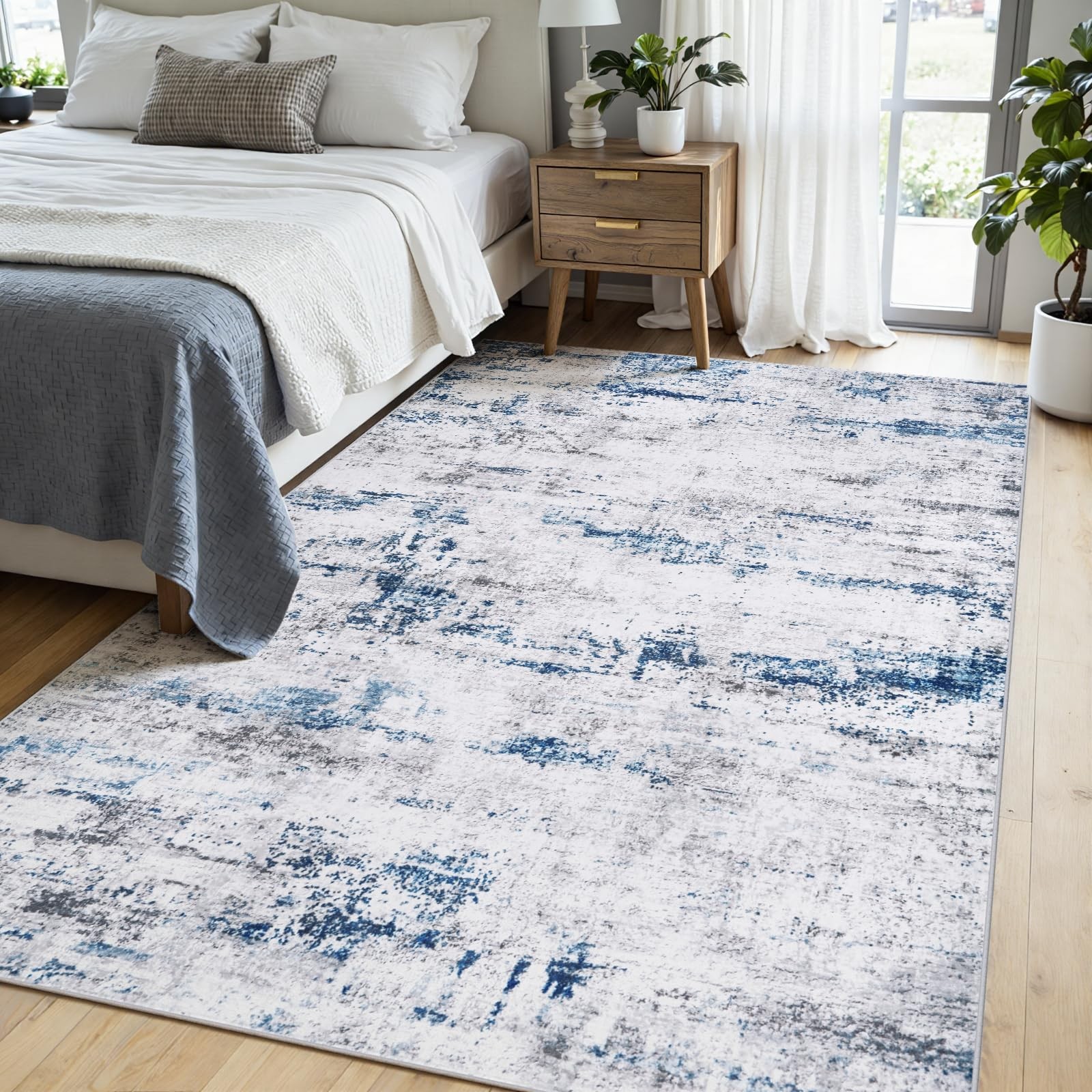 Area Rug Living Room Rugs: 5×7 Large Soft Indoor Carpet Modern Abstract Rug w…