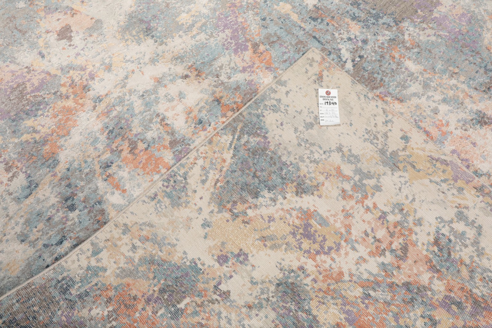 loomBloom 8×10 Beige, Slate Hand Knotted Tibetan Sherpa Abstract Wool & Silk Rug