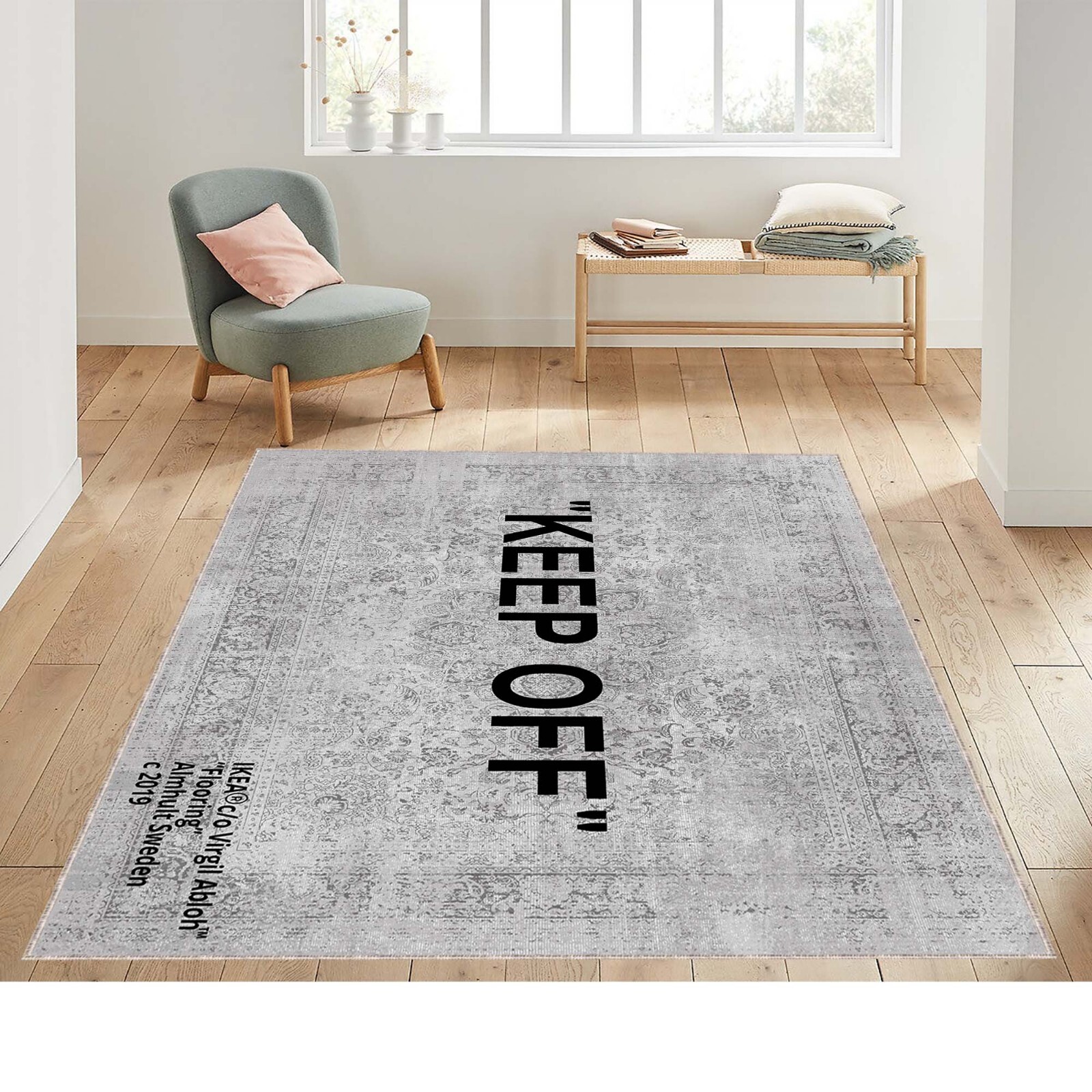 Gray Color Keep Off and Black Word Carpet, Cool Rug Carpet, Keep Off, Keep Off