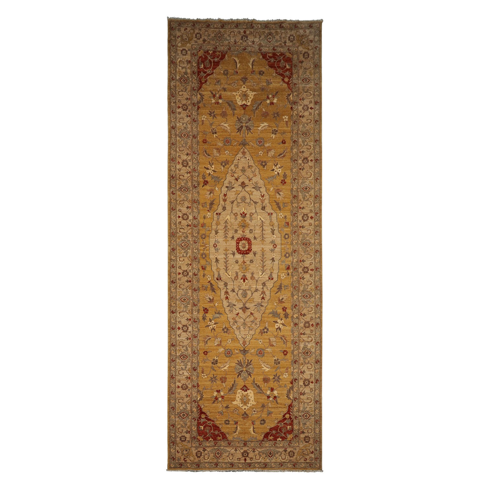 6’x17’3″ Palace Runner Hand Knotted Wool Gold Peshawar Traditional Medallion Rug
