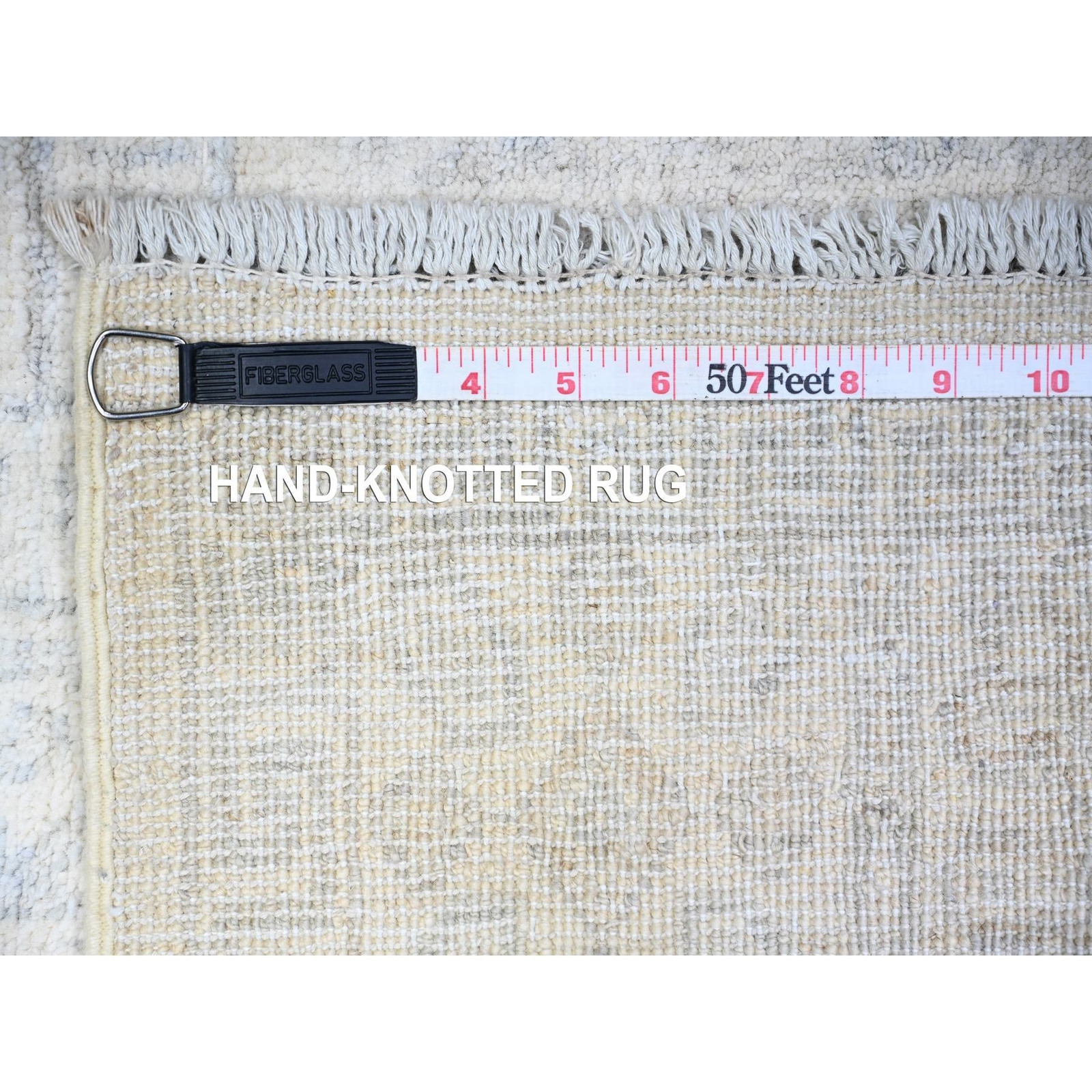 3’10″x5’7″ Ivory White Wash Peshawar Khotan Design Wool Hand Knotted Rug R74786