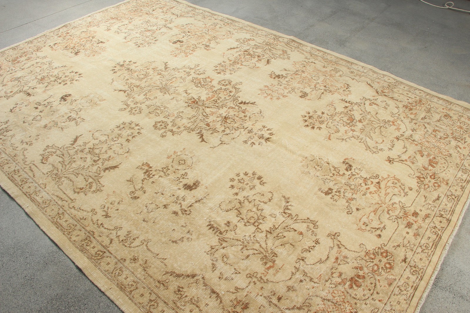 6,9×10,2 ft Rug, Vintage Rug, Turkish Brown Wool Southwestern Rug