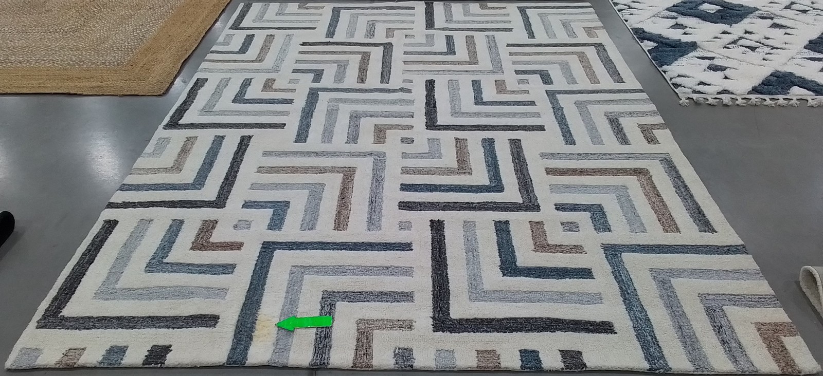 IVORY / GREY 8′-0″ x 10′-0″ Stained Rug, Reduced Price 1172800484 FTV601A-8