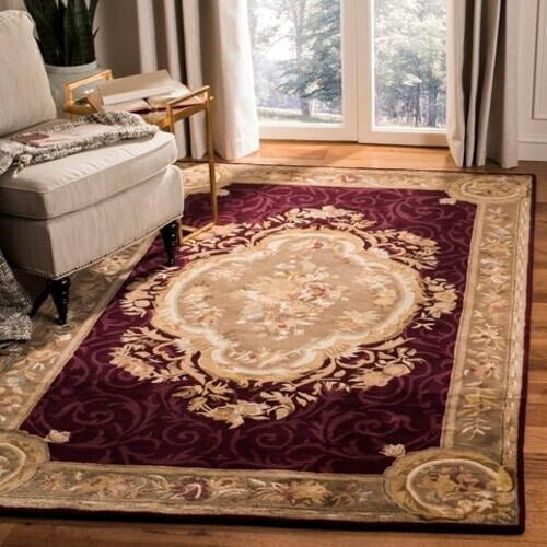 8×10 (7’6″ x 9’6″) Elegant Classic European Style Carved Hand Tufted Wool Rug