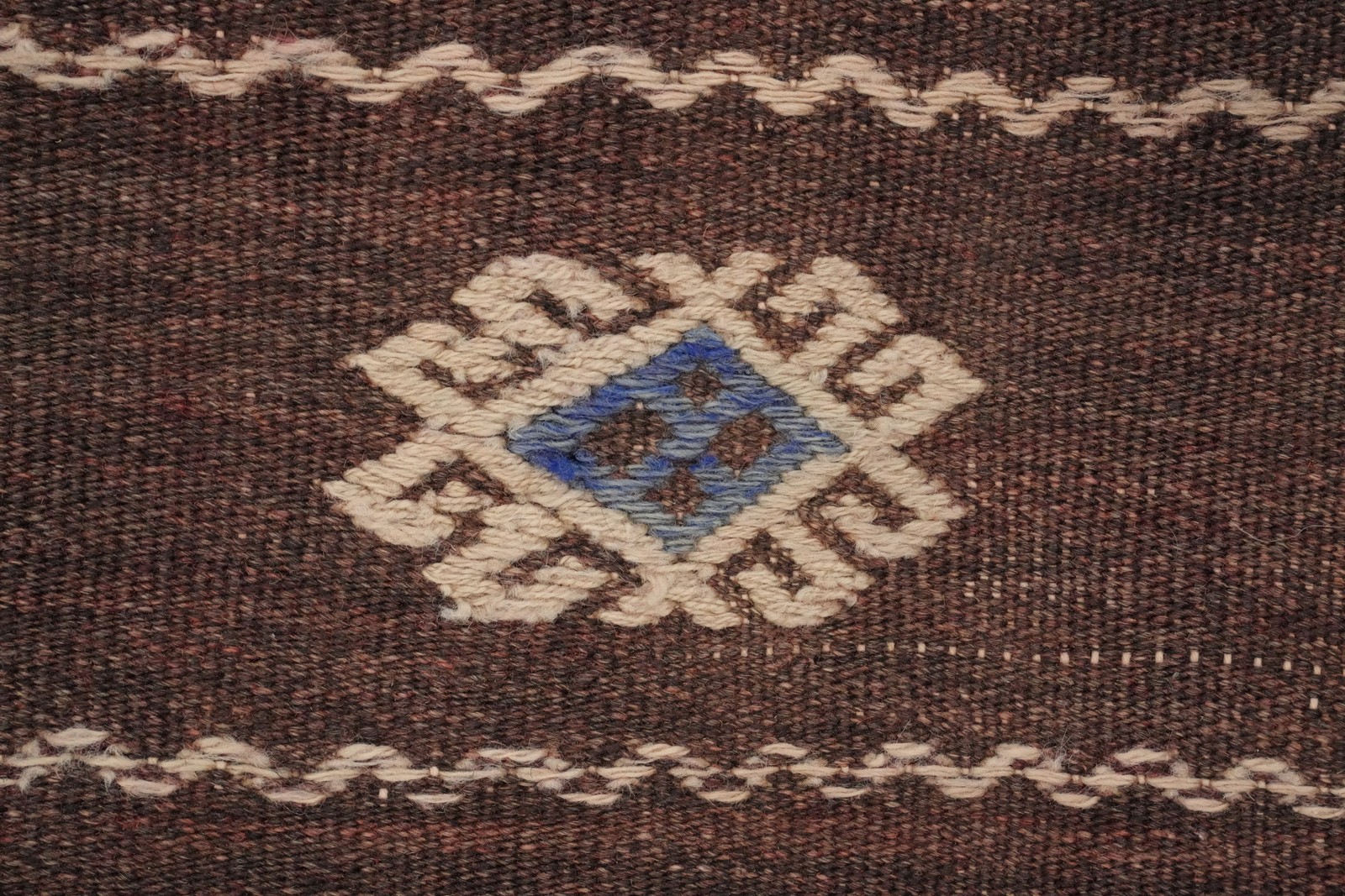 Brown Kilim Area Rug 5×9 Flat-weave Featuring Colorful Ethnic Motifs
