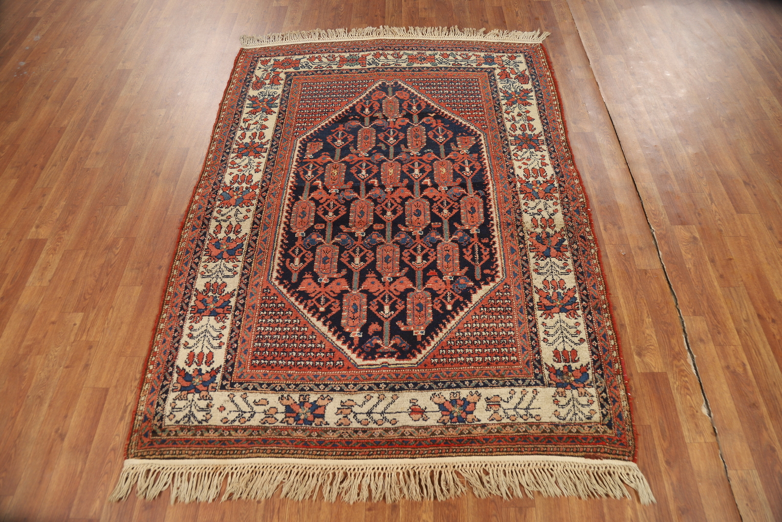 Vegetable Dye Antique Malayer Navy Blue Wool Hand-knotted Traditional Rug 5×6