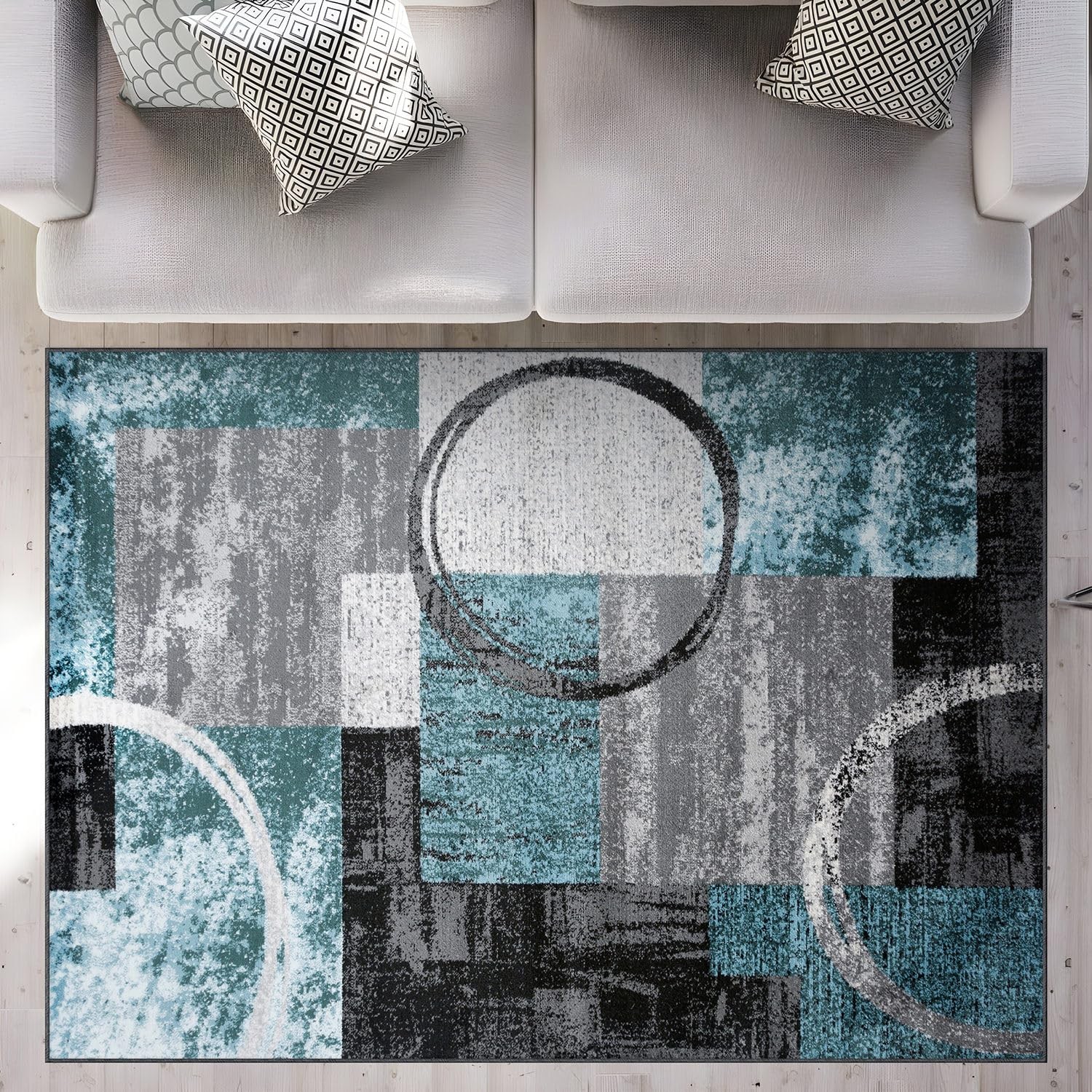 Contemporary Circle Design Area Rug, Durable Fade-Resistant Carpet Alfombras …
