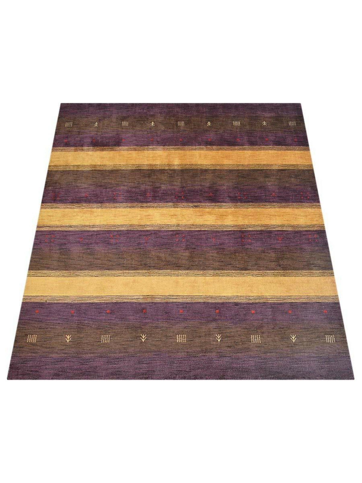 Eco-Friendly Hand Knotted Loom Wool Area Rug Contemporary Purple Gold BBL0A211