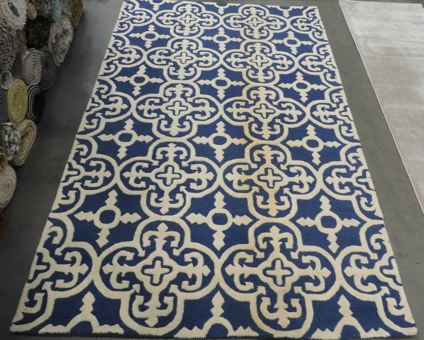 NAVY / IVORY 5′ X 8′ Stained Rug Reduced Price 1172607496 CAM133G-5