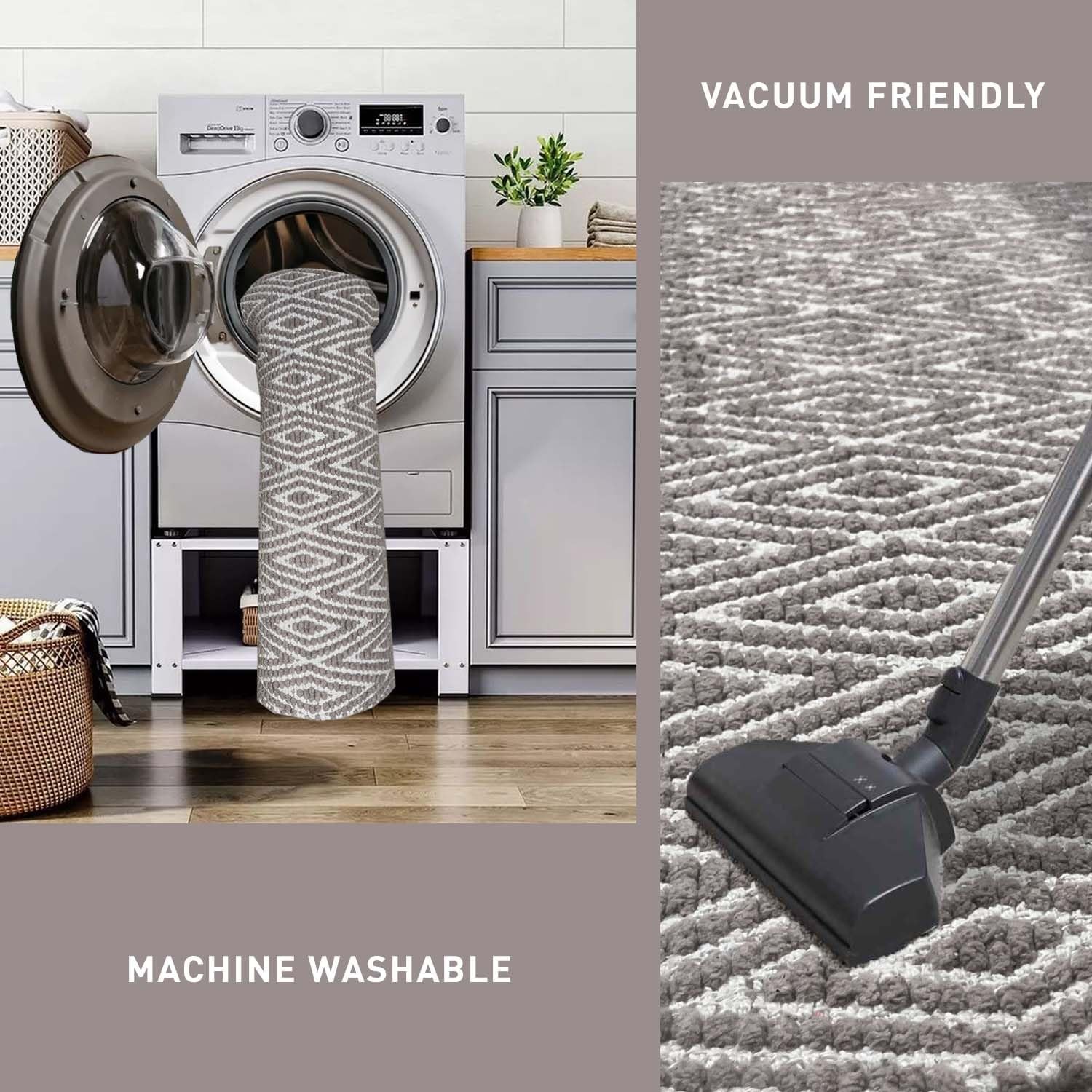 100% Cotton Diamond Rug Fully Reversible – Mat Size 21”x34”, Machine Washab…