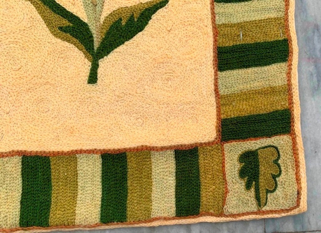 Vintage French style Aubusson Rug Needlepoint Chain stitch Rug 4×6 ft Free Ship