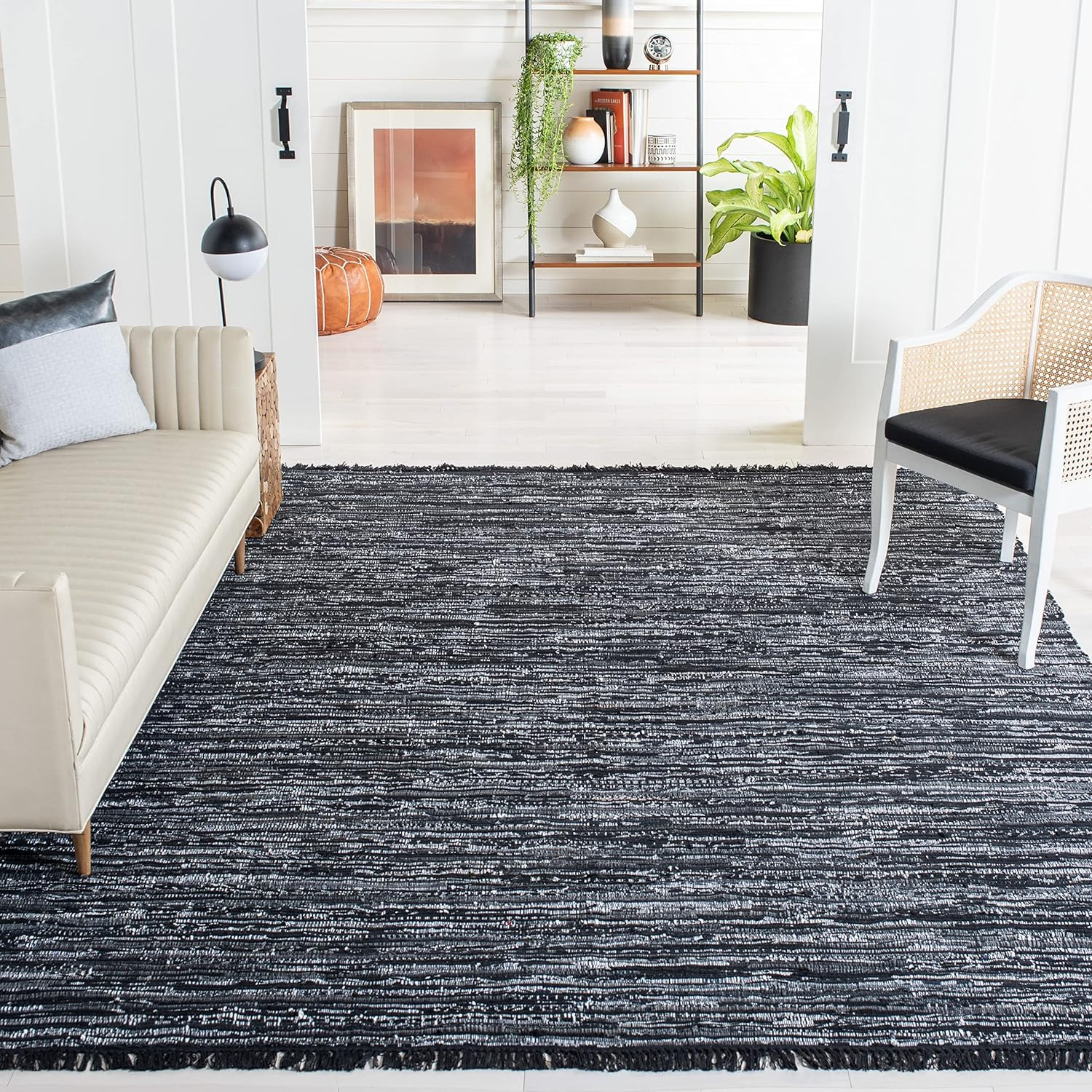 Handmade Boho Stripe Cotton Rag Rug 10′ x 14′ for High Traffic Areas
