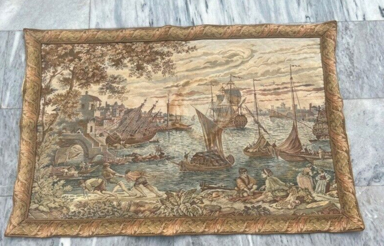 Vintage Tapestry, Stunning French Tapestry Pictorial Tapestry Home Decor 2×4 ft