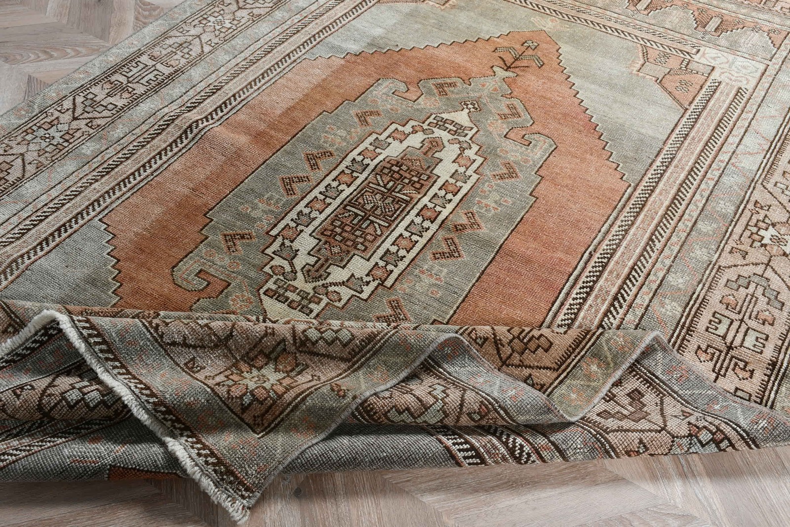 Turkish Vintage Rug, 5,4×9 ft Rug, Brown Large Moroccan Rug