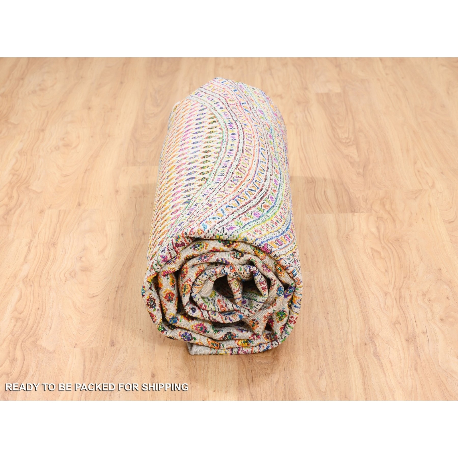 12’x12′ Round Colorful Silk With Wool Saroogh Inspired Hand Knotted Rug R62321