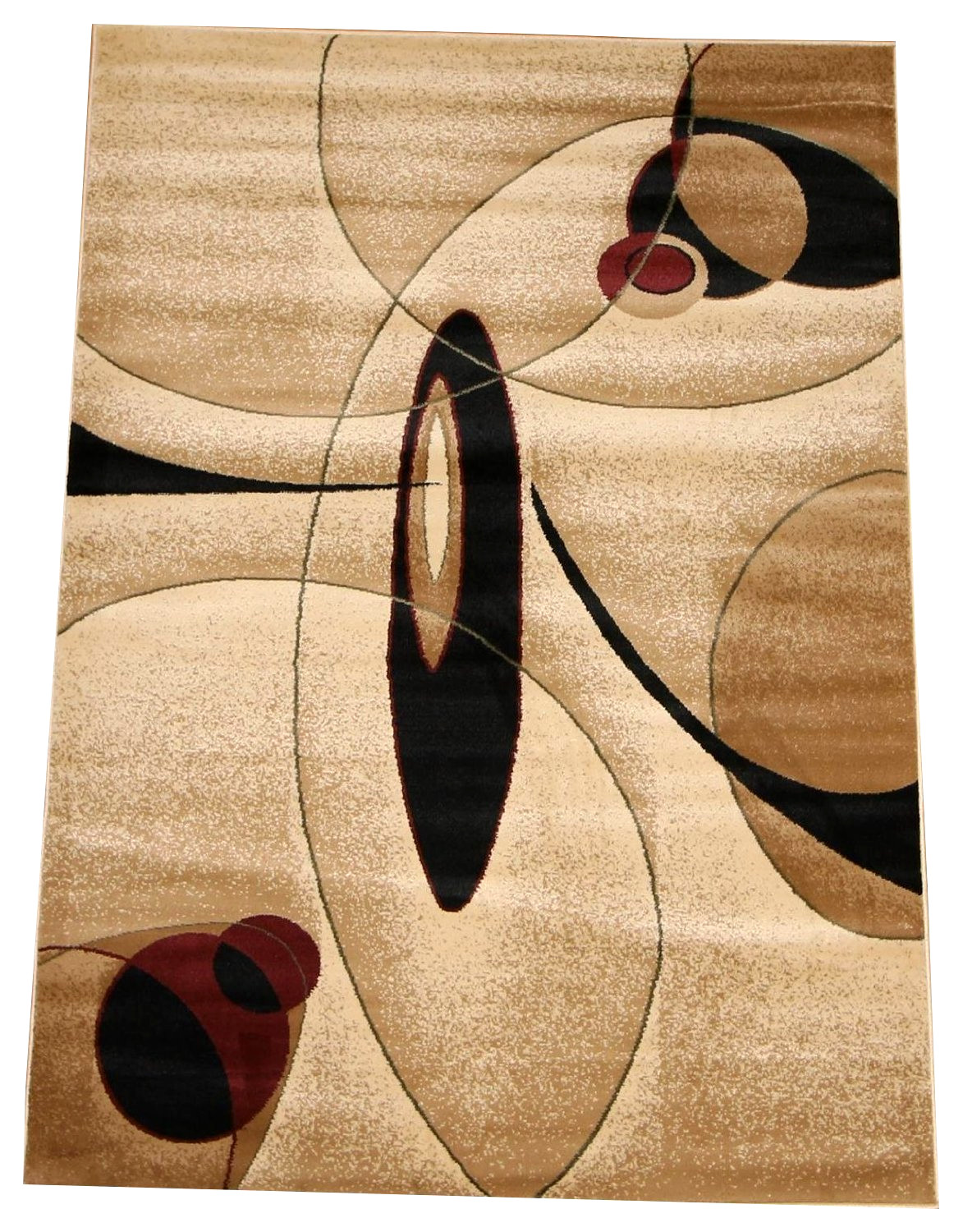 Turkish Area Rug 2×3 Wool Blend Stain Resistant Contemporary Brown Beige Circles