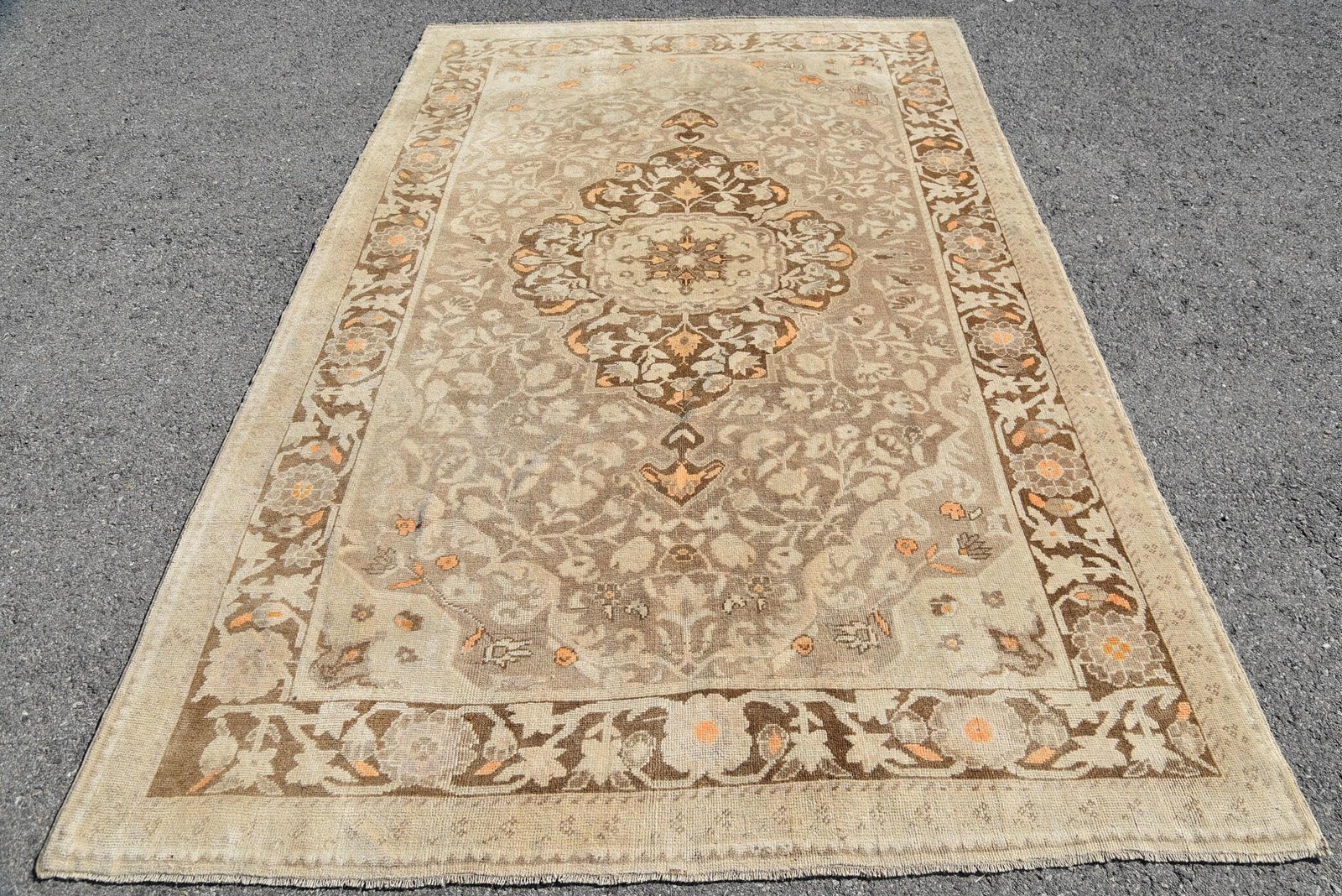 5,6×8,6 ft Large Vintage Rug, Turkish Rug, Beige Brown Oriental Wool Rug