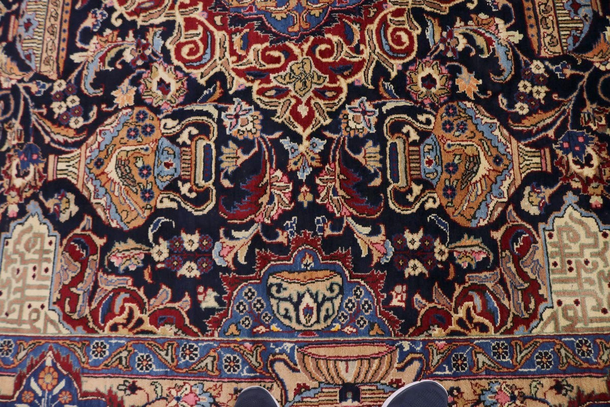 One-of-a-Kind Vintage Handmade Oriental Rug Thick Pile Pictorial Carpet 10X13 ft