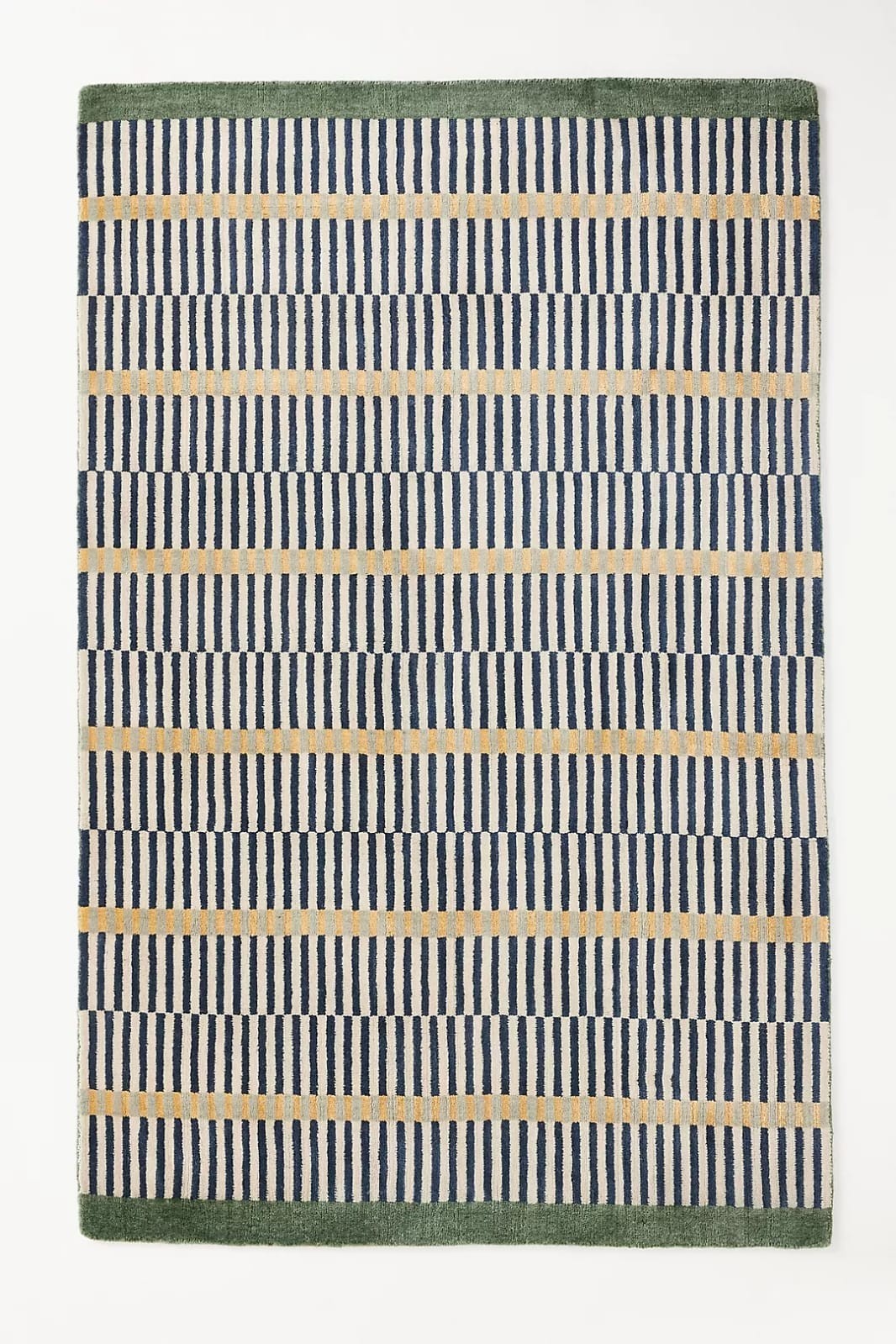 Geometric Striped Rug Hand-Tufted Wool & Silk Rug handmade Unique Design Area