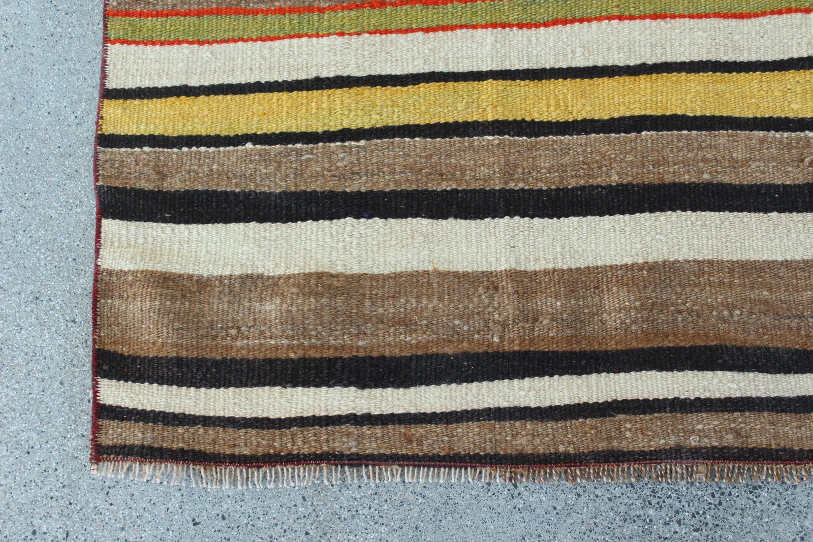 Vintage Turkish Rug, Area 4,4×6,8 ft (135×208 cm) Rug, Brown Ikat Wool Rug