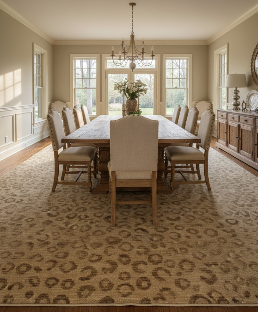 Leopard Print Jute Rug Natural Tan Beige Animal Pattern Flatweave Area Rug