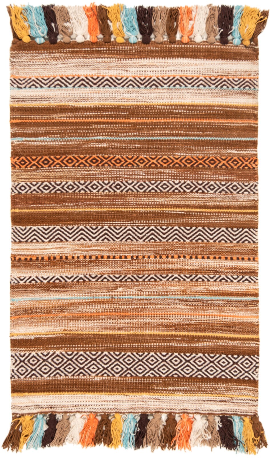 Kelim Indian 90×60 cm Handwoven Oriental Carpet Rug Brown New Kilim