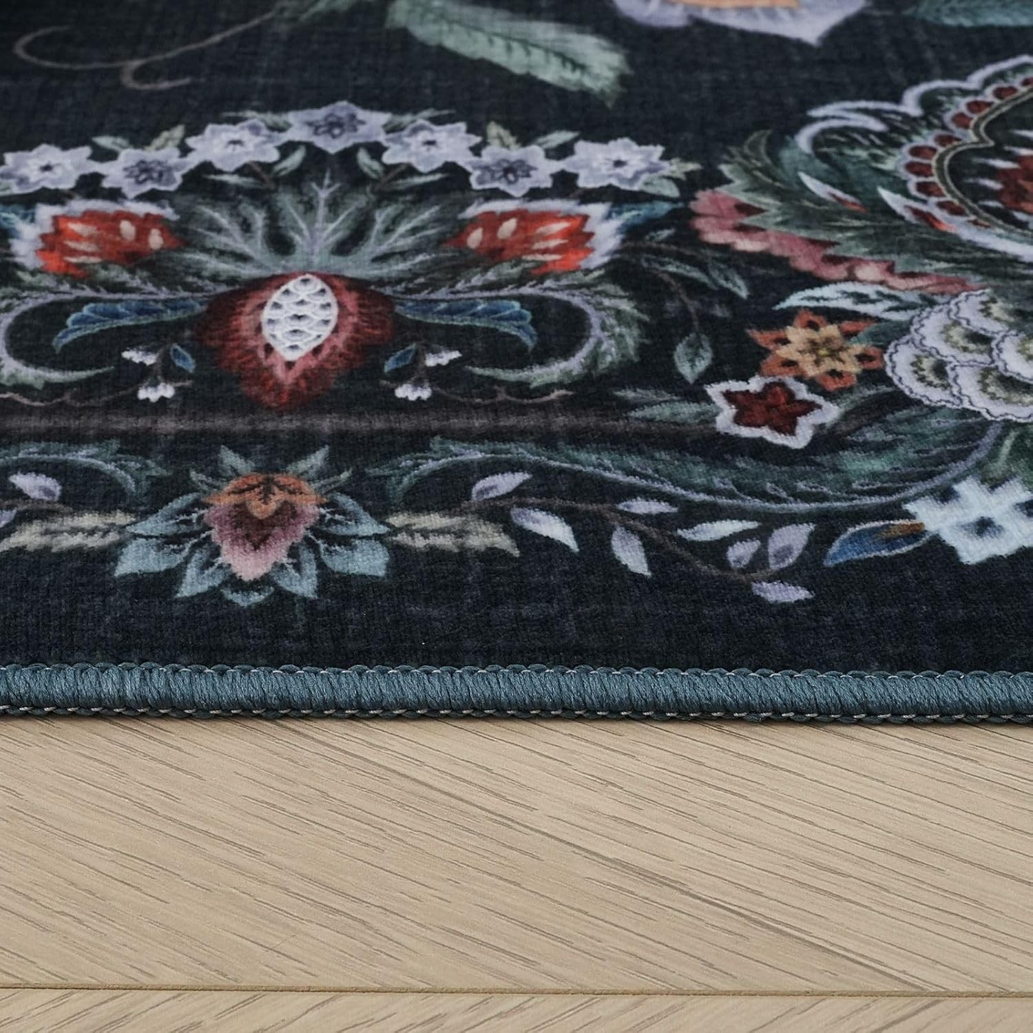Strawberry Thief Area Rug Dark Green, Ultra Thin 3×5 Washable RugModern Abstract
